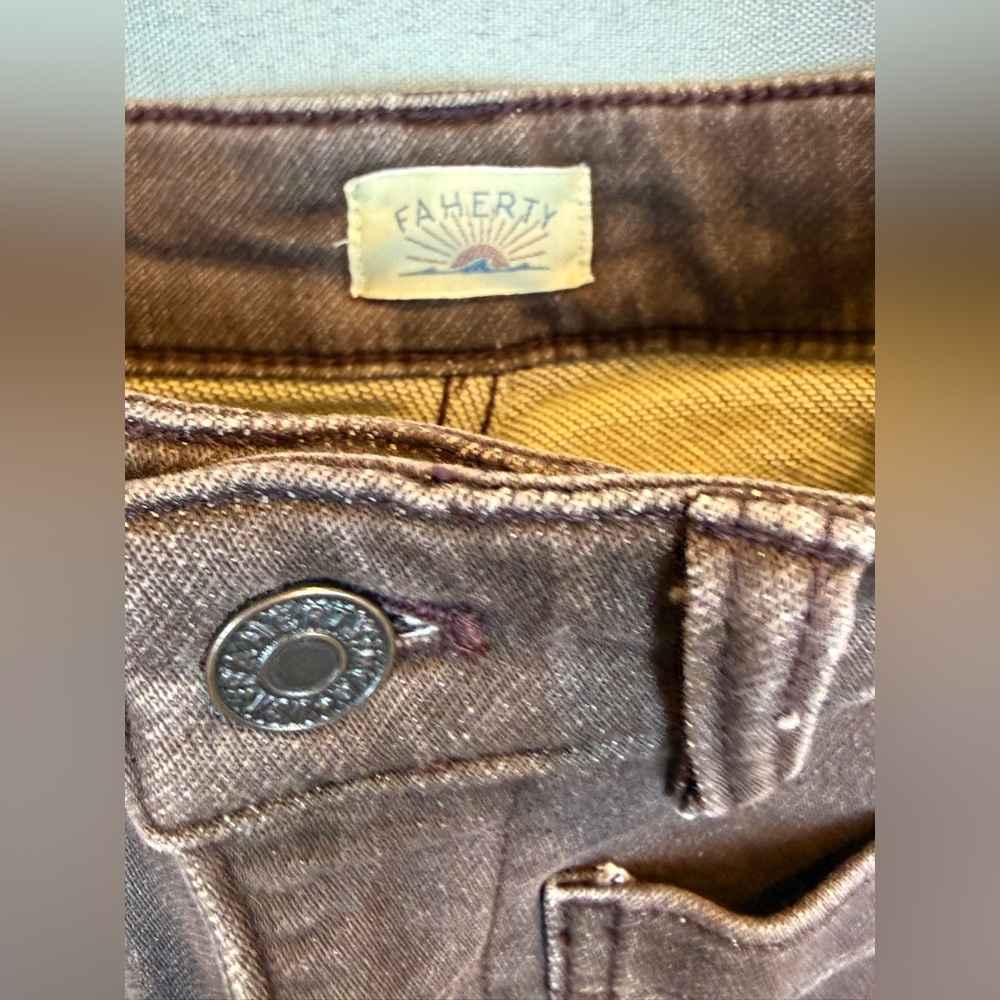 Faherty Stretch Terry Patch Pocket Pant - Walnut- Size 26 - Picture 9 of 12